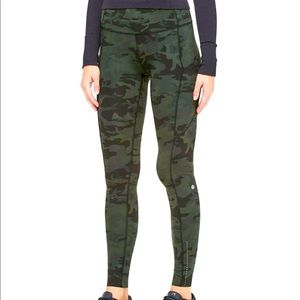 Lululemon Fast and Free Legging in Green Camo.